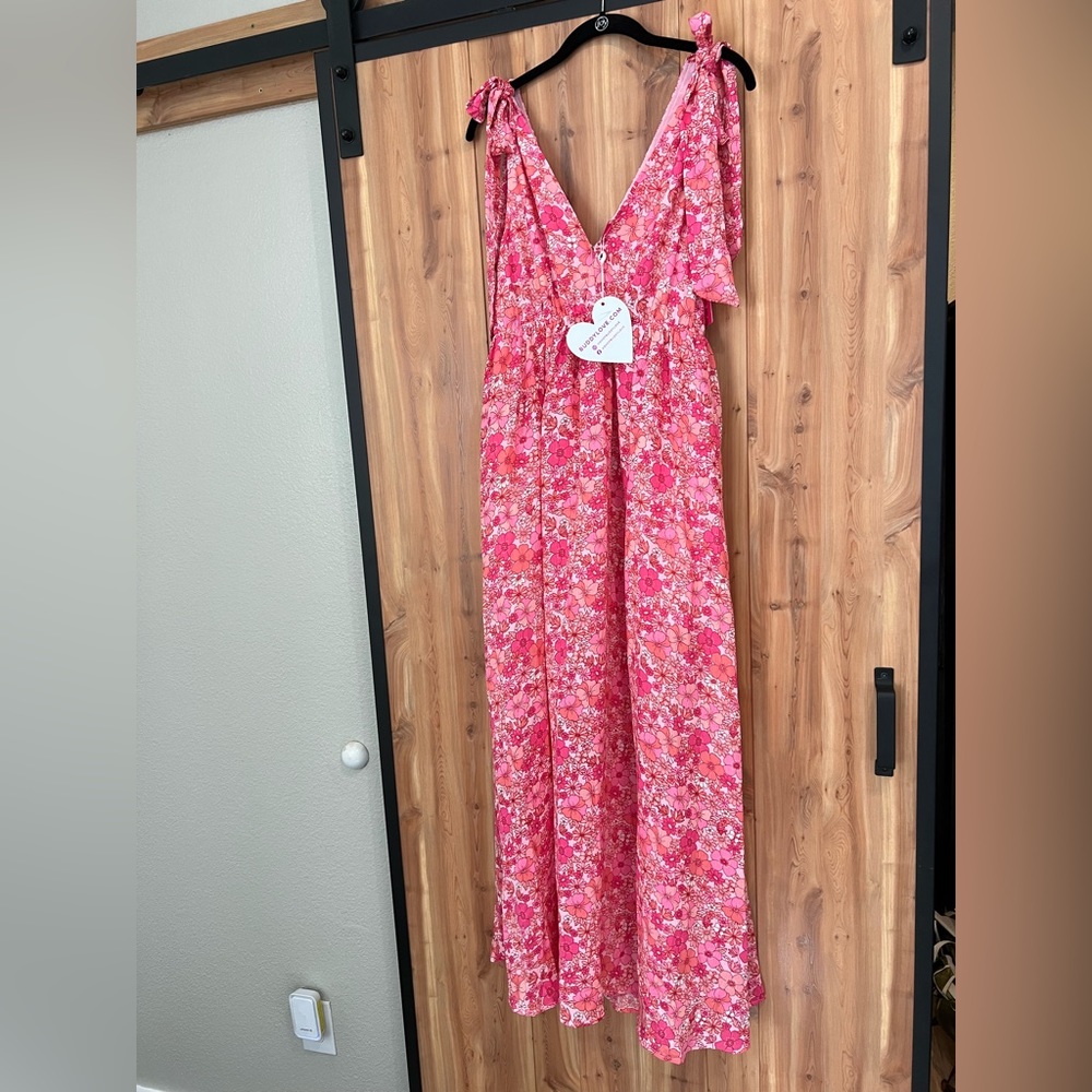 Buddy Love Meme Maxi Dress Tie Shoulder Medium NWT - Picture 4 of 12